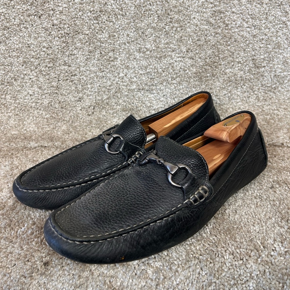 1901 Men’s Black Pebbled Leather Loafers Size 10